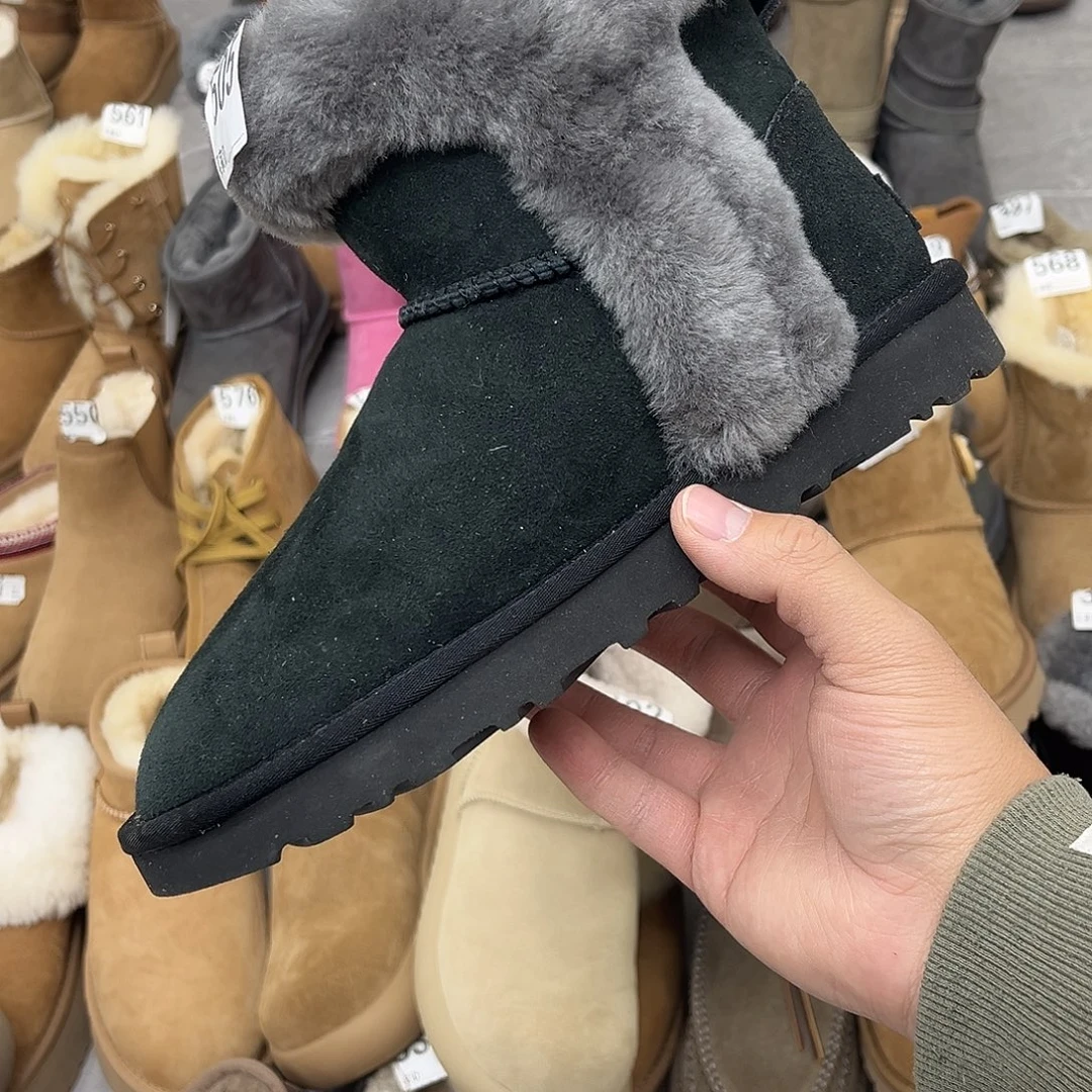 黑色薄底侧毛雪地37