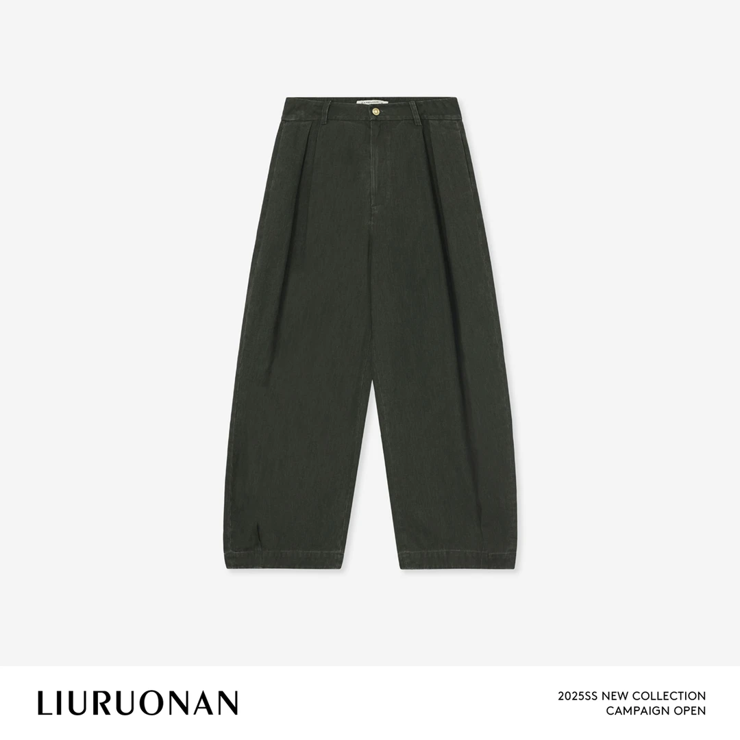 LIURUONAN 25SS【海松裤】纯色慵懒风复古薄款宽松舒适阔腿休闲裤女