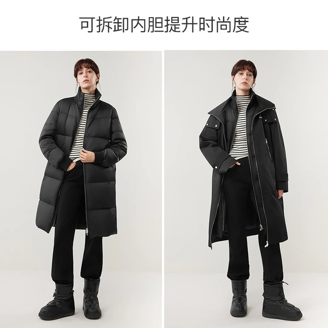 ELLE女装90白鸭绒风衣羽绒服2025冬季新款通勤保暖外套EY51853