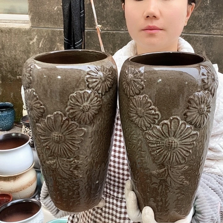 紫砂花盆瑕疵口13高28