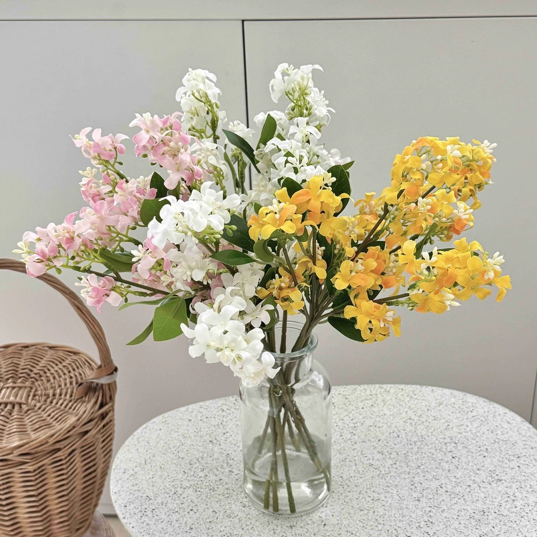 千里香仿真花丁香花摆件插花客厅家居装饰电视柜摆花假花绢花摆件