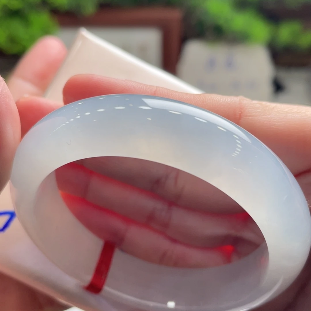 翡翠未镶嵌手镯51.4天空蓝 老胶 老坑种