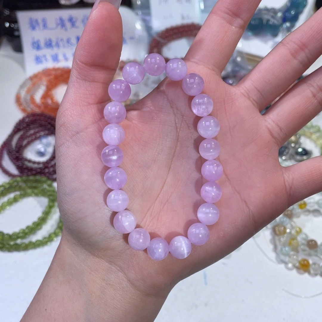 未镶嵌手链水晶猫眼紫锂辉9mm