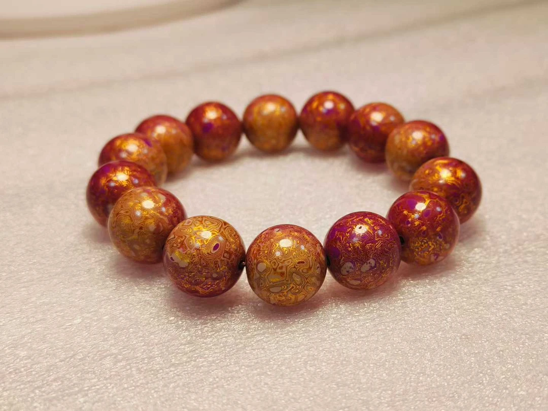 福漆大漆1.2/1.5cm珠子犀皮流金单珠散珠手工大漆中国风非遗漆器