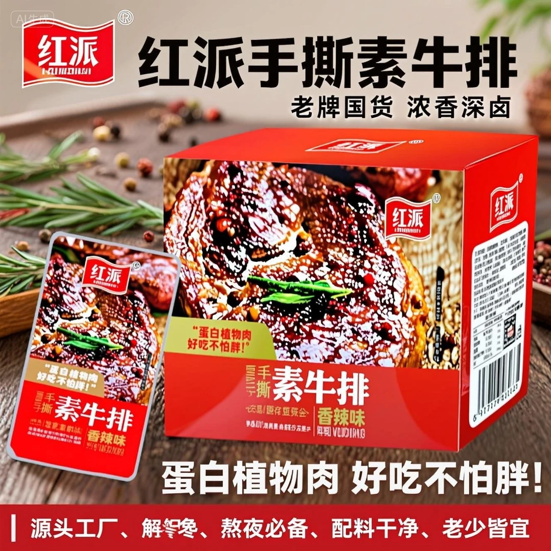 老牌国货厚实耐嚼减肥健身肉感十足香辣手撕素肉素牛排休闲零食