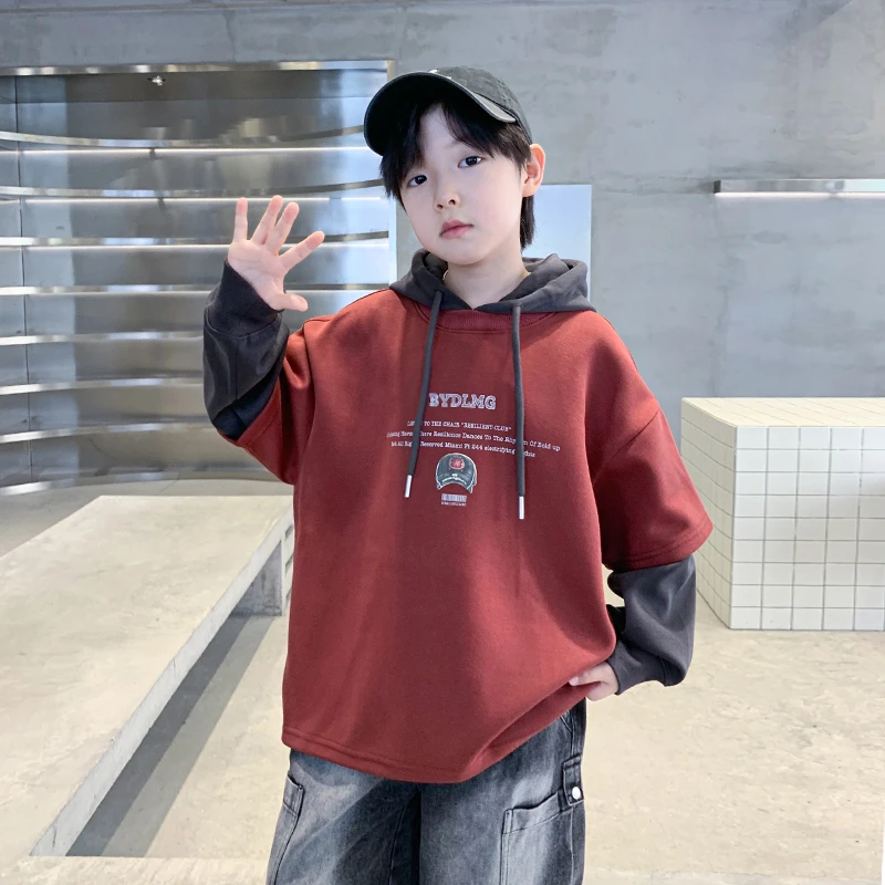 儿童装男童秋装连帽卫衣2025新款春秋款中大童秋季酷帅男孩上衣潮