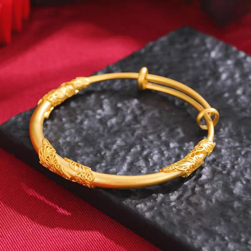 钛钢手镯 相思藤实心推拉可调节气质手镯H-16