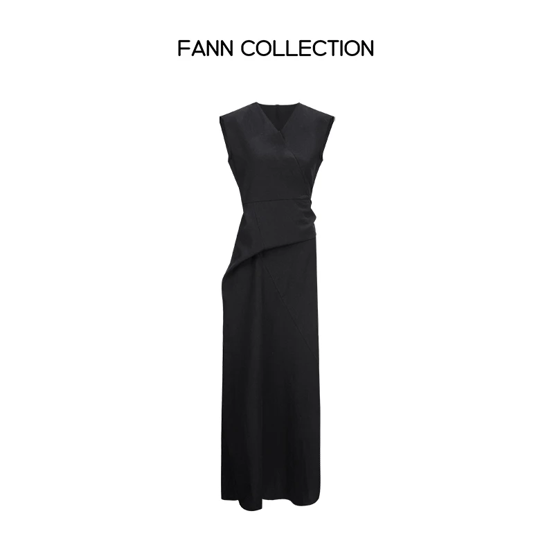 饭饭FANN COLLECTION 法兰西 设计款V领绑带无袖连衣裙FANNC149