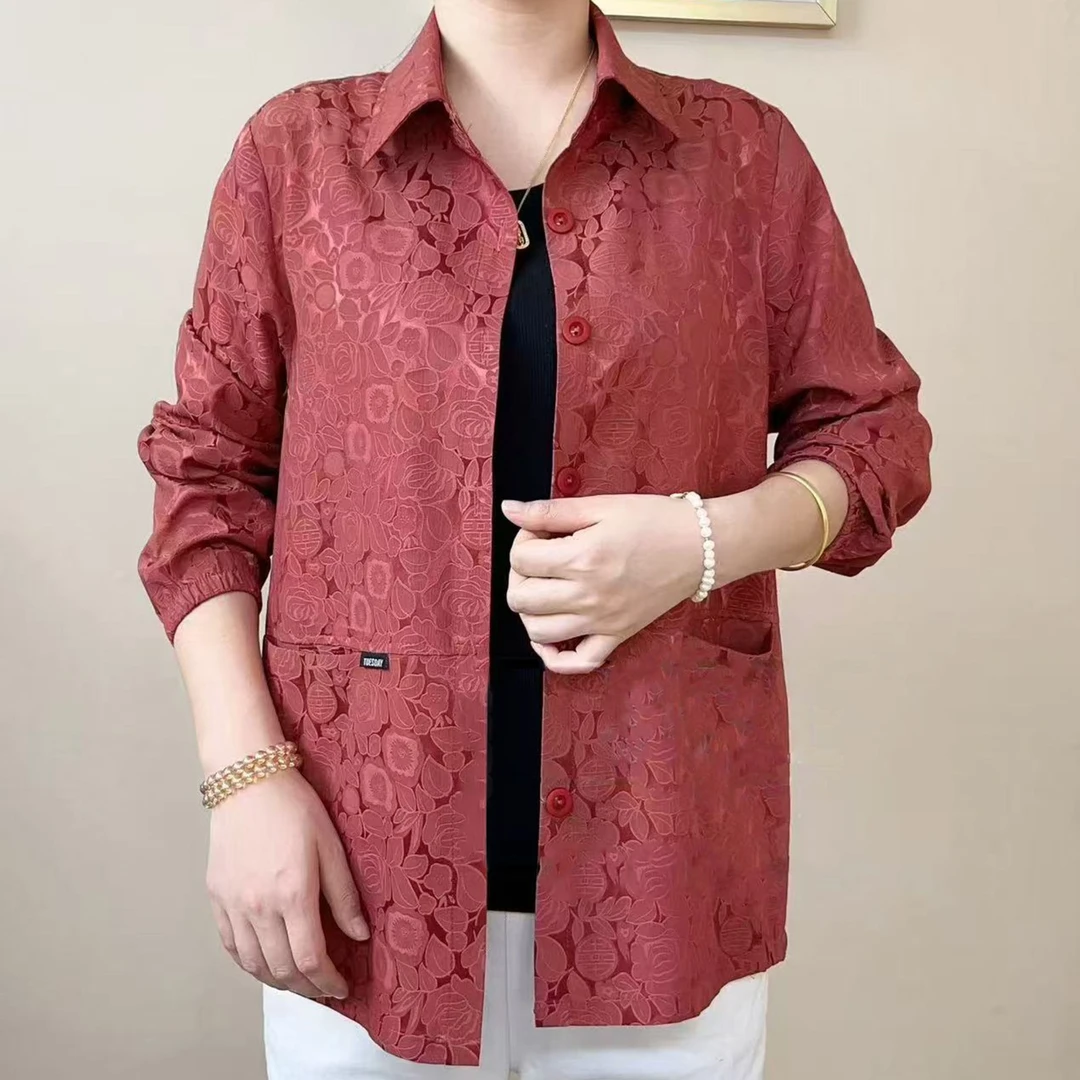 2025夏季新款女士薄款开衫时尚休闲防晒中老年透气外套潮