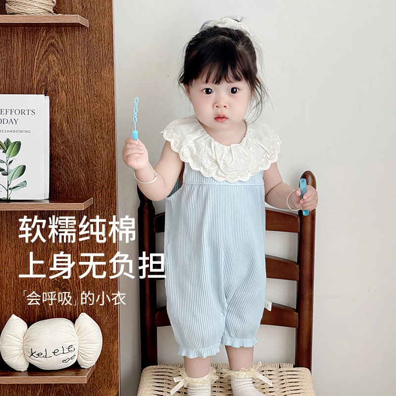 婴儿衣服夏装薄款宝宝连体衣满月百天婴幼儿可爱外出夏季哈衣爬服