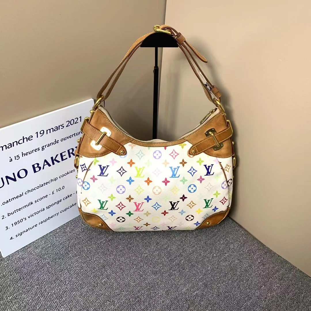 95新 LouisVuitton/路易威登 小怡中古/LV白三彩牛角包/路易威登