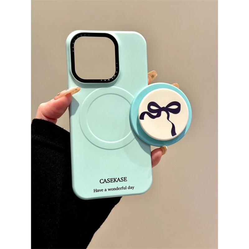 适用苹果iphone16promax蝴蝶结15pro简约14创意ins风13磁吸手机壳