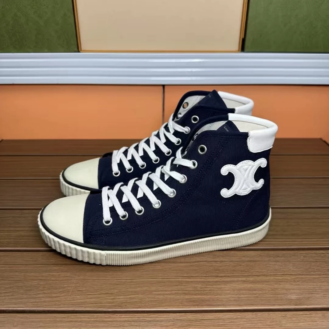 99新 Celine/思琳 凯旋门 高帮 帆布拖鞋 38码