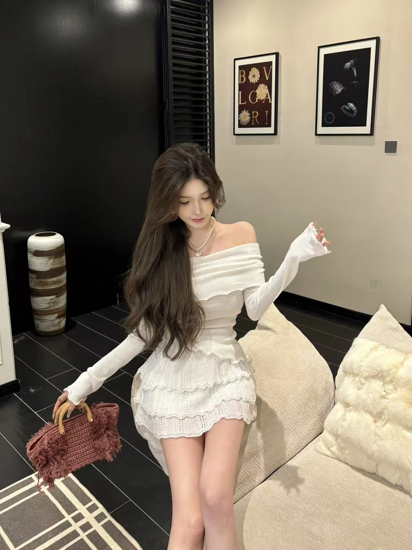 GUIDI GUDI【心动赴约】时尚慵懒风花边两件套套装/黄加蓝