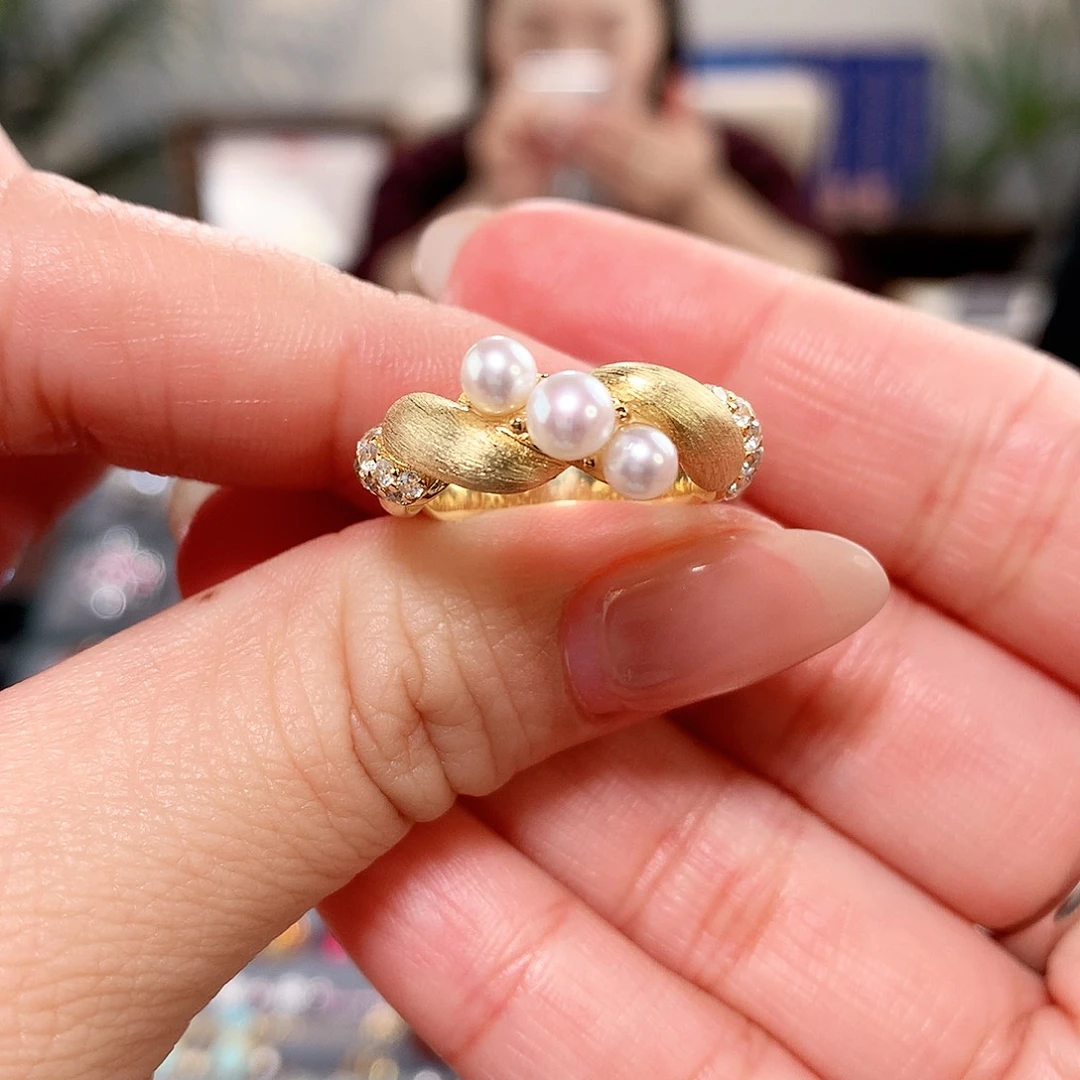 银S925镶嵌淡水珍珠戒指珍珠戒指