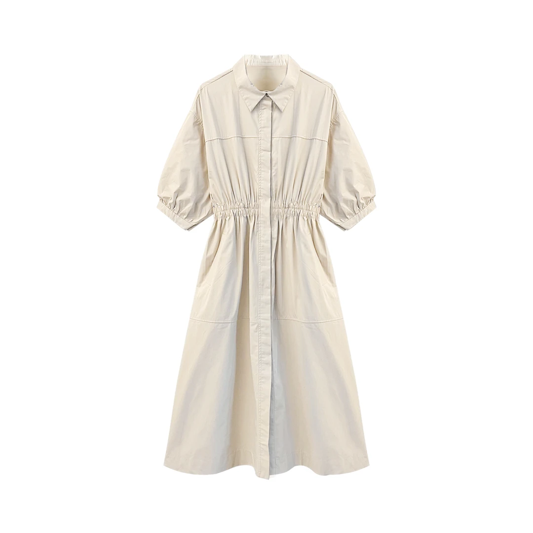 ROYAL MARY高奢时尚潮流气质优雅舒适百搭收腰棉麻连衣裙WJ207