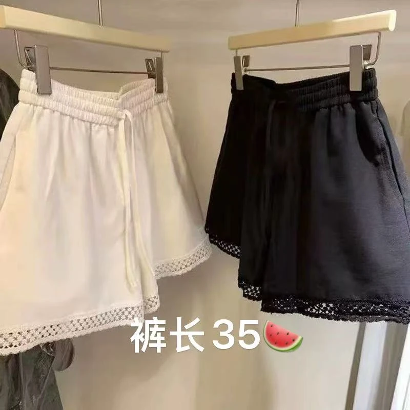 【艳子】667小个子～拼接蕾丝宽松短裤
