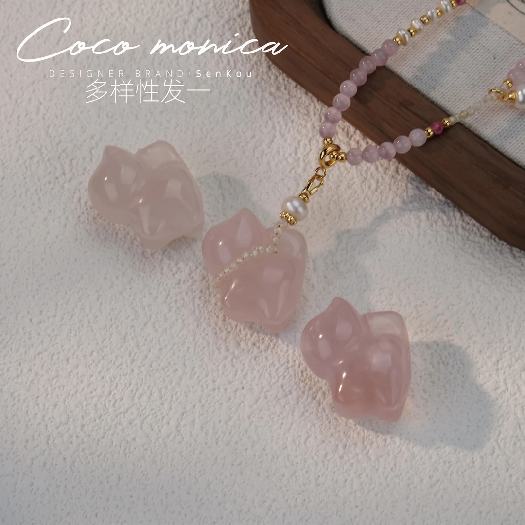 【小霞珠宝】水晶猫咪珍珠项链手工编织时尚古风女款AB779