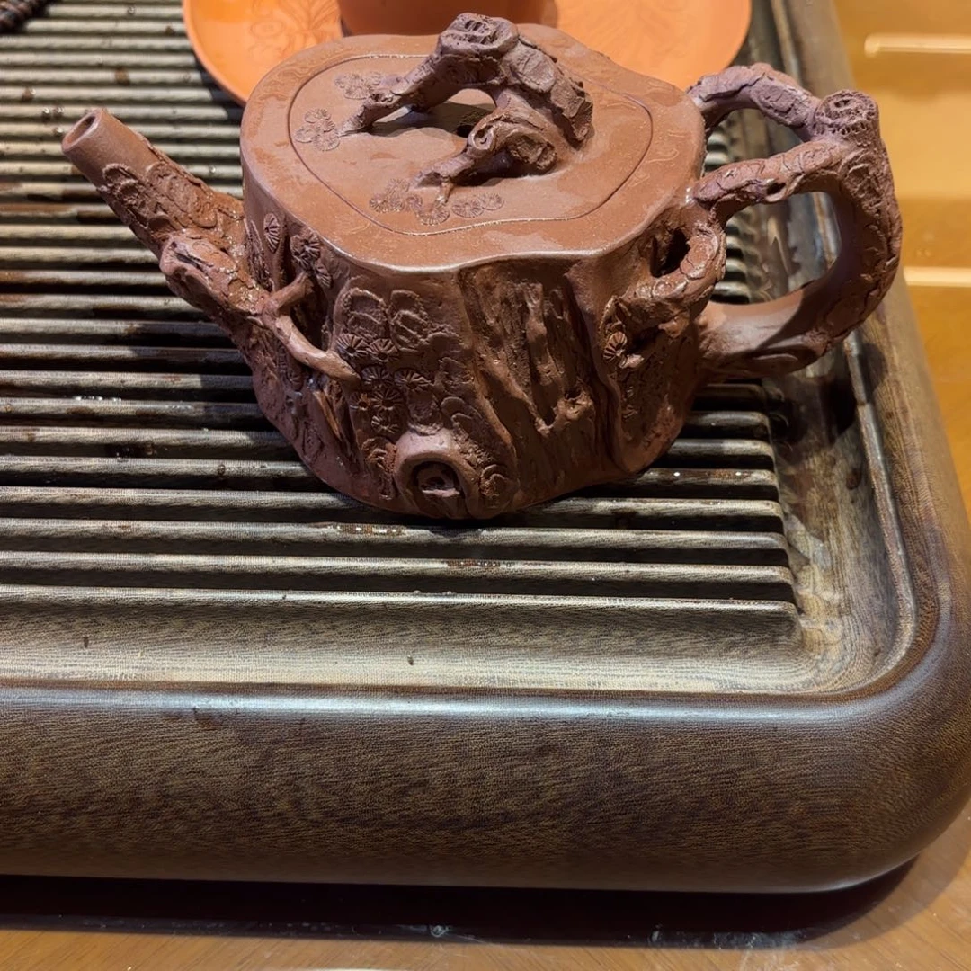 茶杯紫砂全手工树桩容量约280毫升