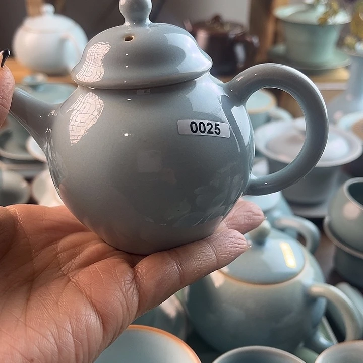 瓷片原矿原产地精品天青福利龙蛋壶 025
