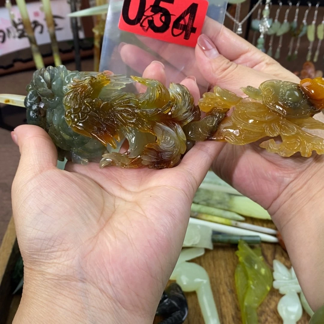 蛇纹石玉玉簪合金墨***烟