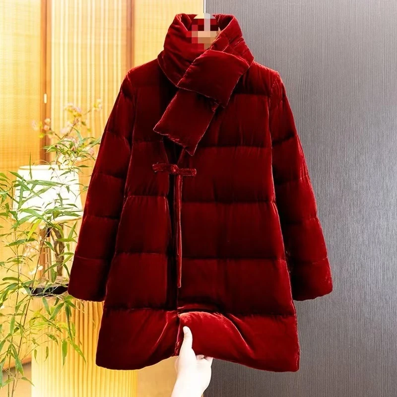 【断码清仓DY2031】樱美嘉高定设计款秋冬时尚中长款羽绒服