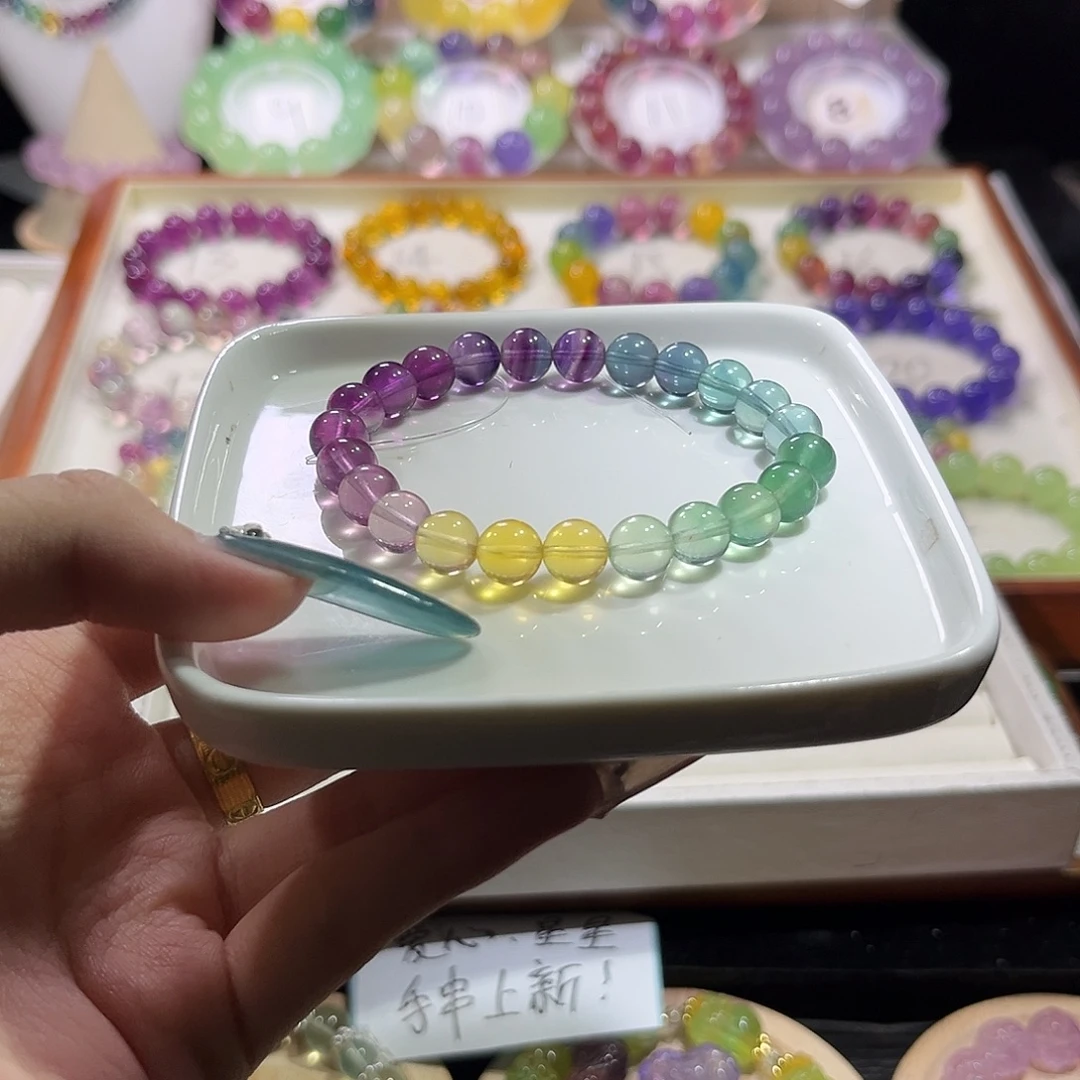 未镶嵌手链萤石彩虹渐变