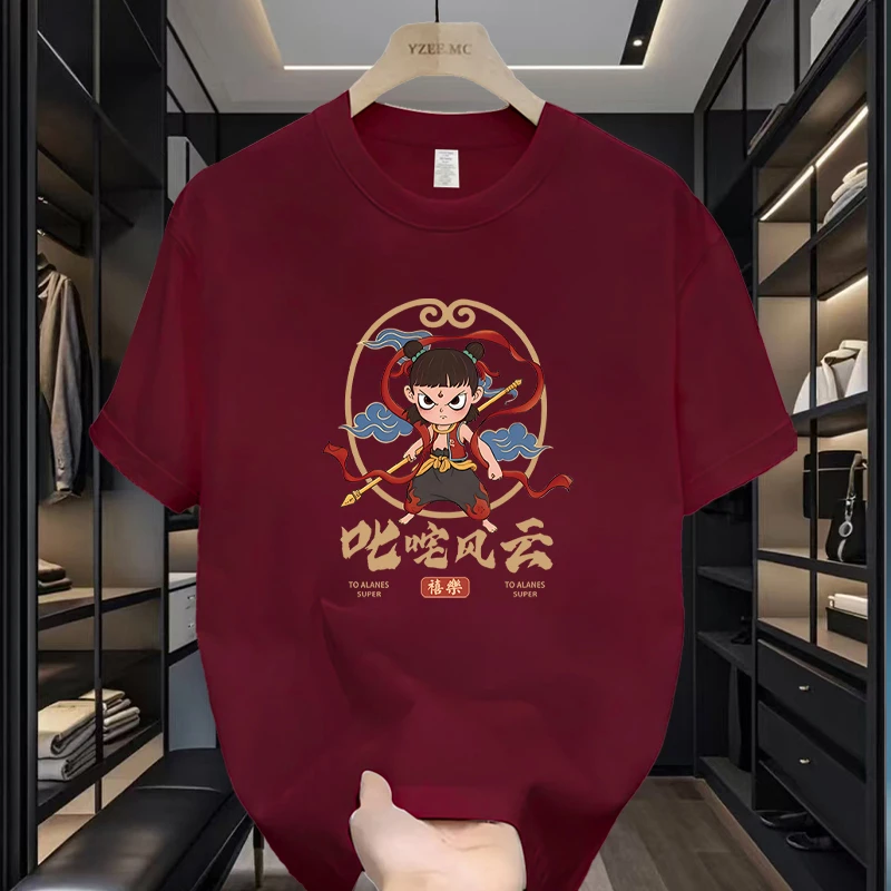 重磅纯棉男半袖体恤2025新潮流时尚圆领宽松百搭印花打底短袖T恤
