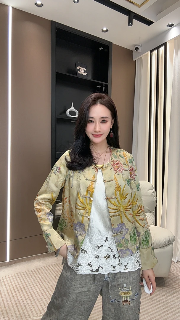 【米乐家】“衣香绣影”夏季新款新中式时尚国风女士对襟上衣06609