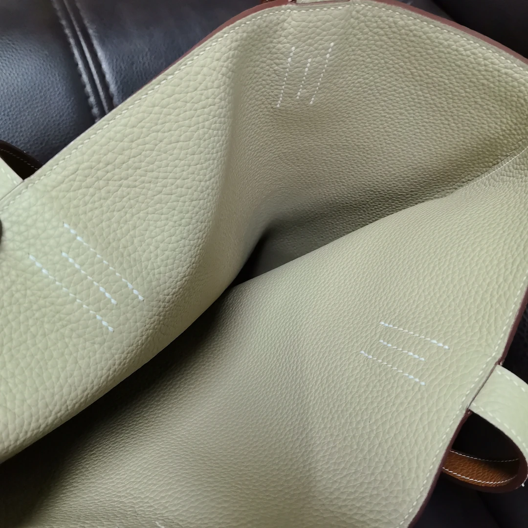 都市简约防刮手工拼接敞口单肩包托特色斜跨棕色托特包真皮