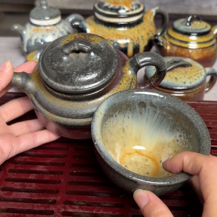 茶壶紫砂长*弓竹鼓束口