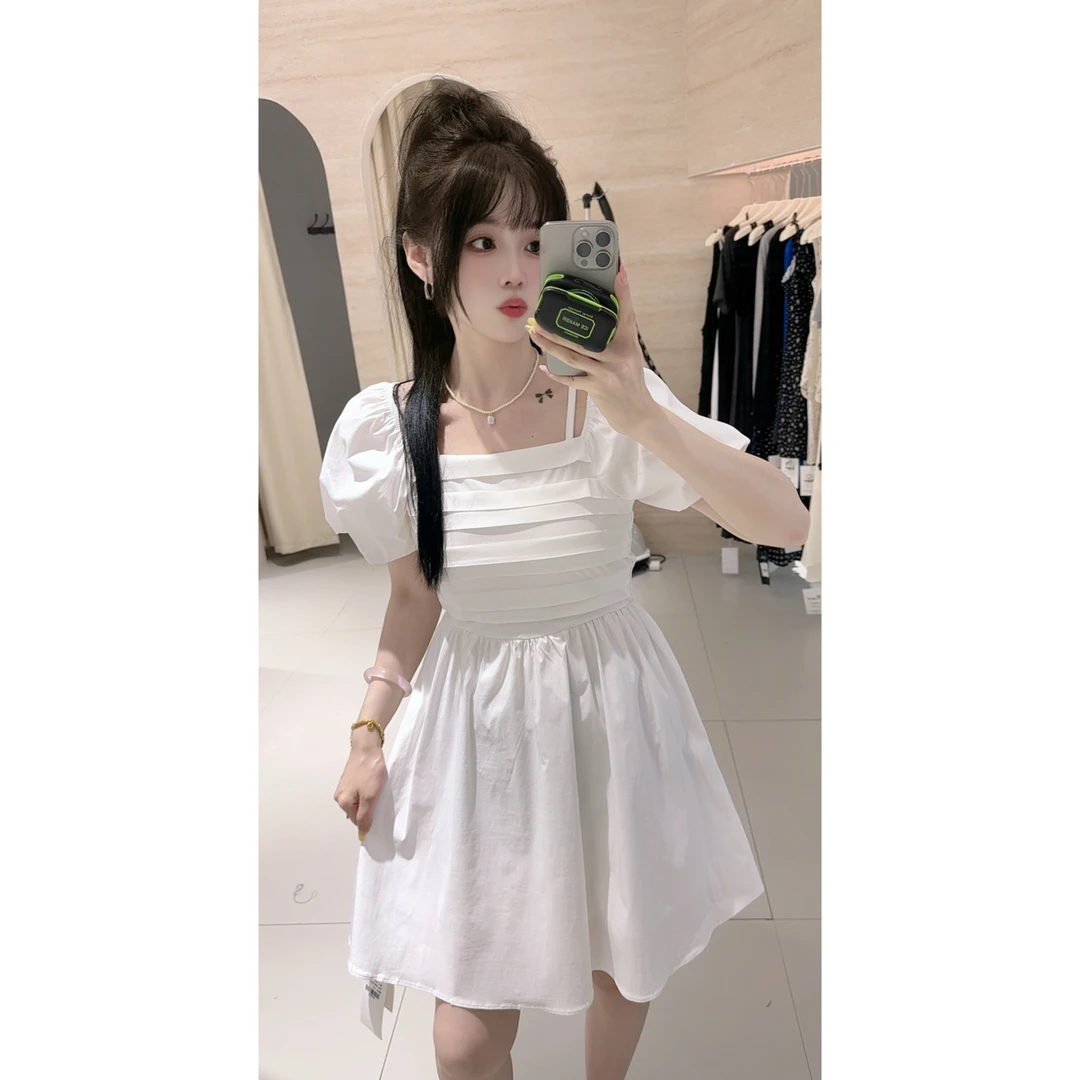 89063小个子褶皱两穿连衣裙
