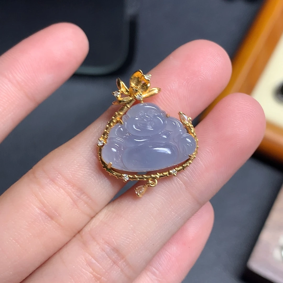 翡翠18K金镶嵌吊坠(不含链)佛公