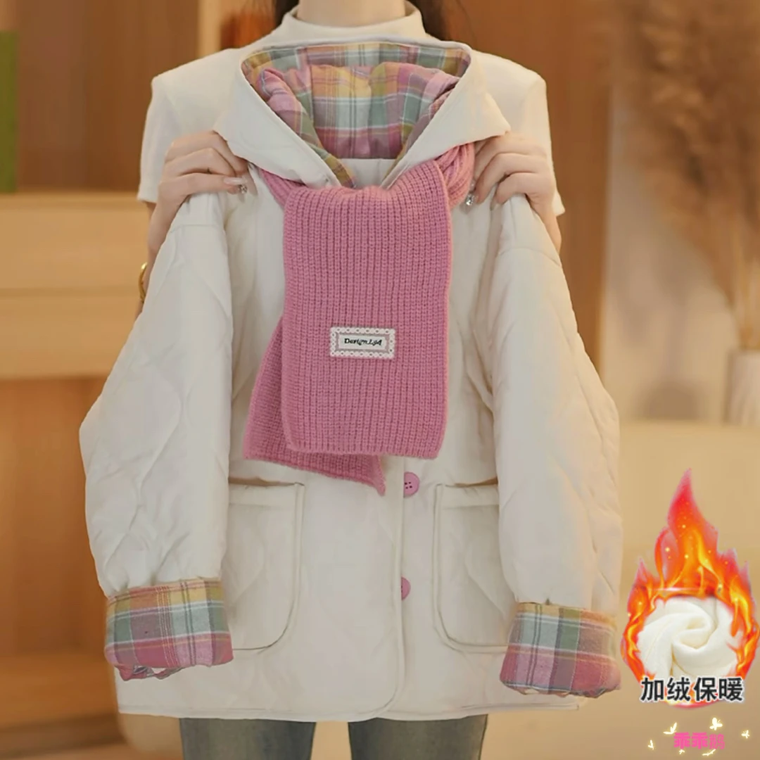 女童外套秋冬装热销爆款2025新款加绒加厚棉衣上衣韩版宽松棉服潮