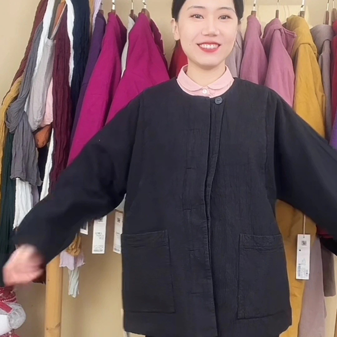 照本堂冬双层圆领棉衣棉服w12874