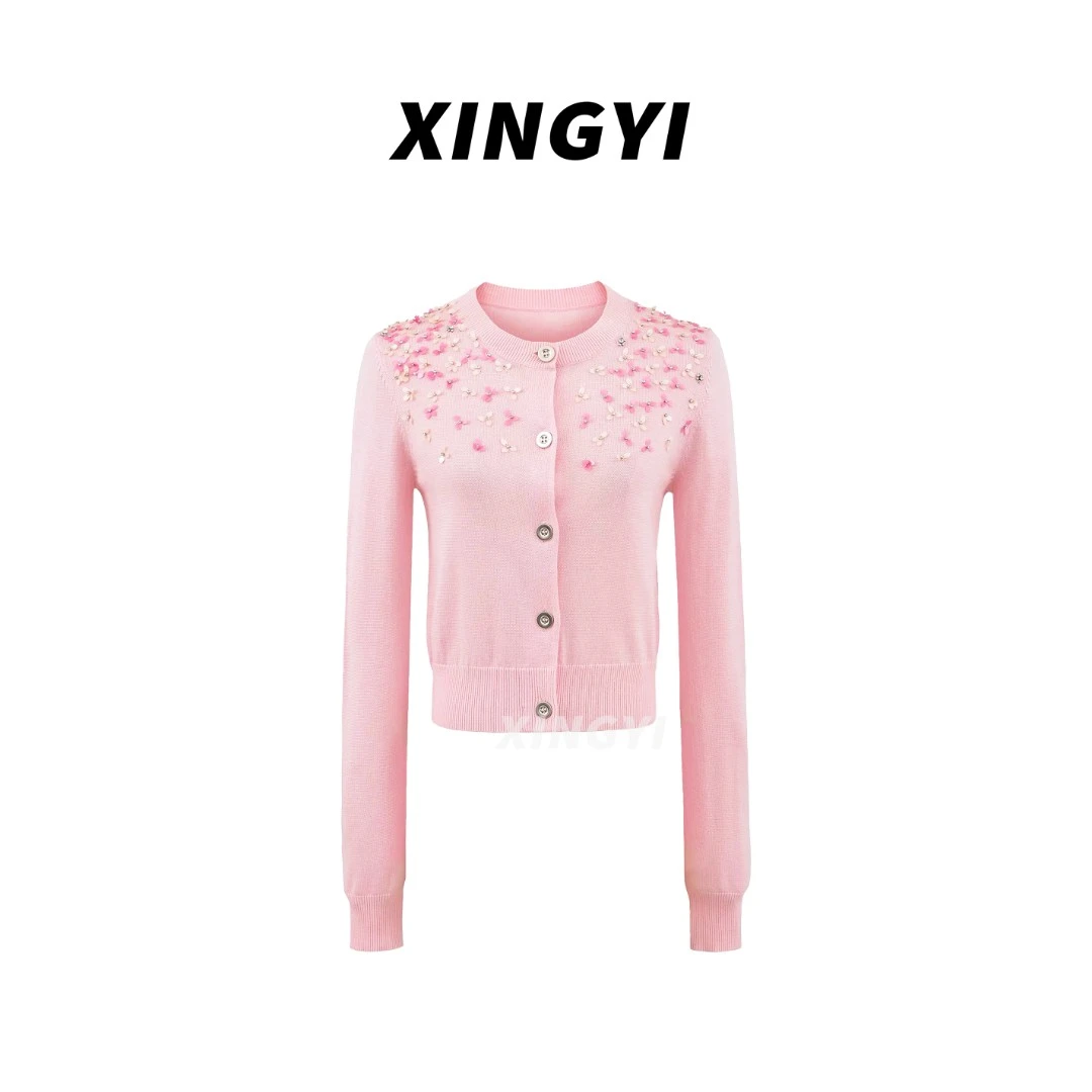 『XINGYI』超软糯！秋冬新款粉色星光亮闪毛衣XY9474