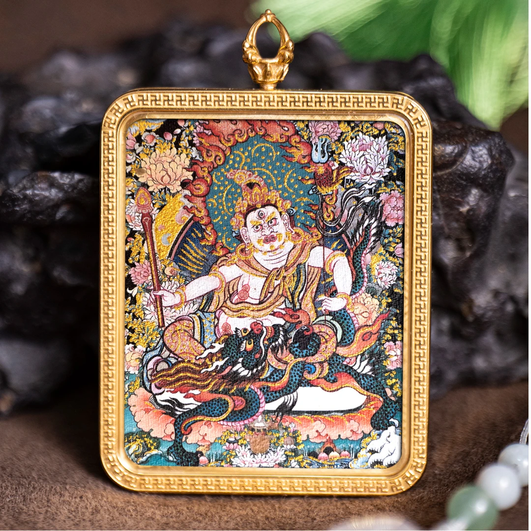 【22】白财神【财富】【智慧】【纯净】【仁慈】唐卡吊坠小唐卡黑财神唐卡
