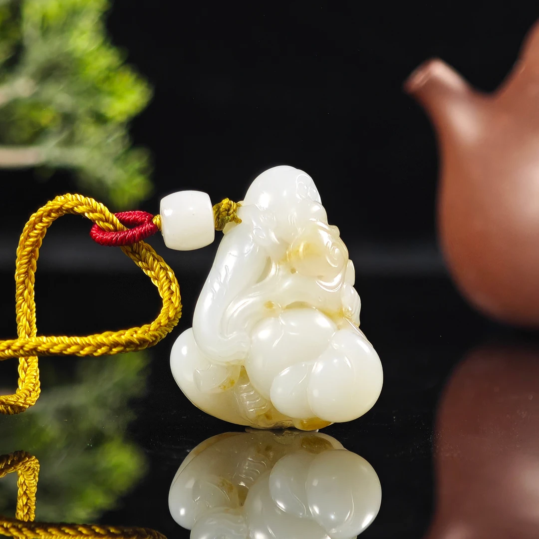 【米达姐和田玉】米达料如意猴（蓝调）——手工精雕