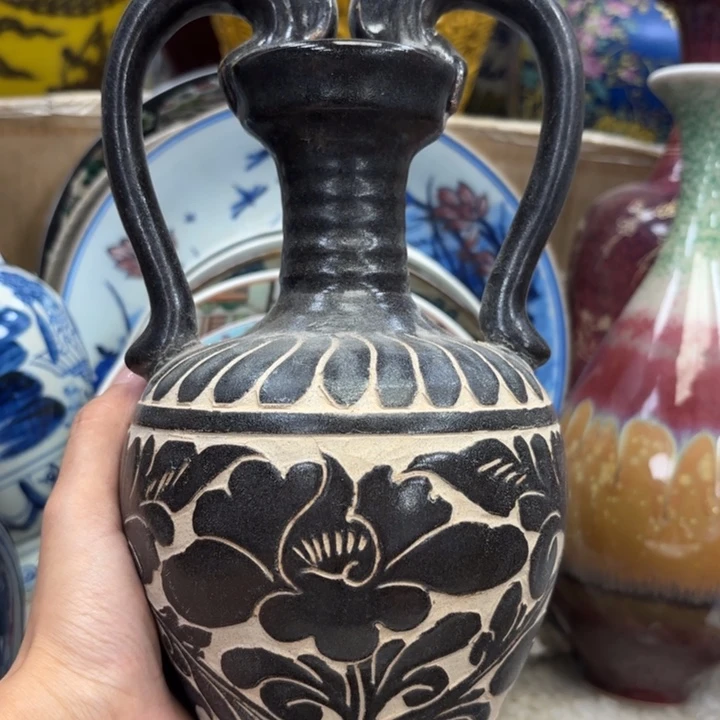 紫砂花瓶瓷器摆件 瓷器摆件