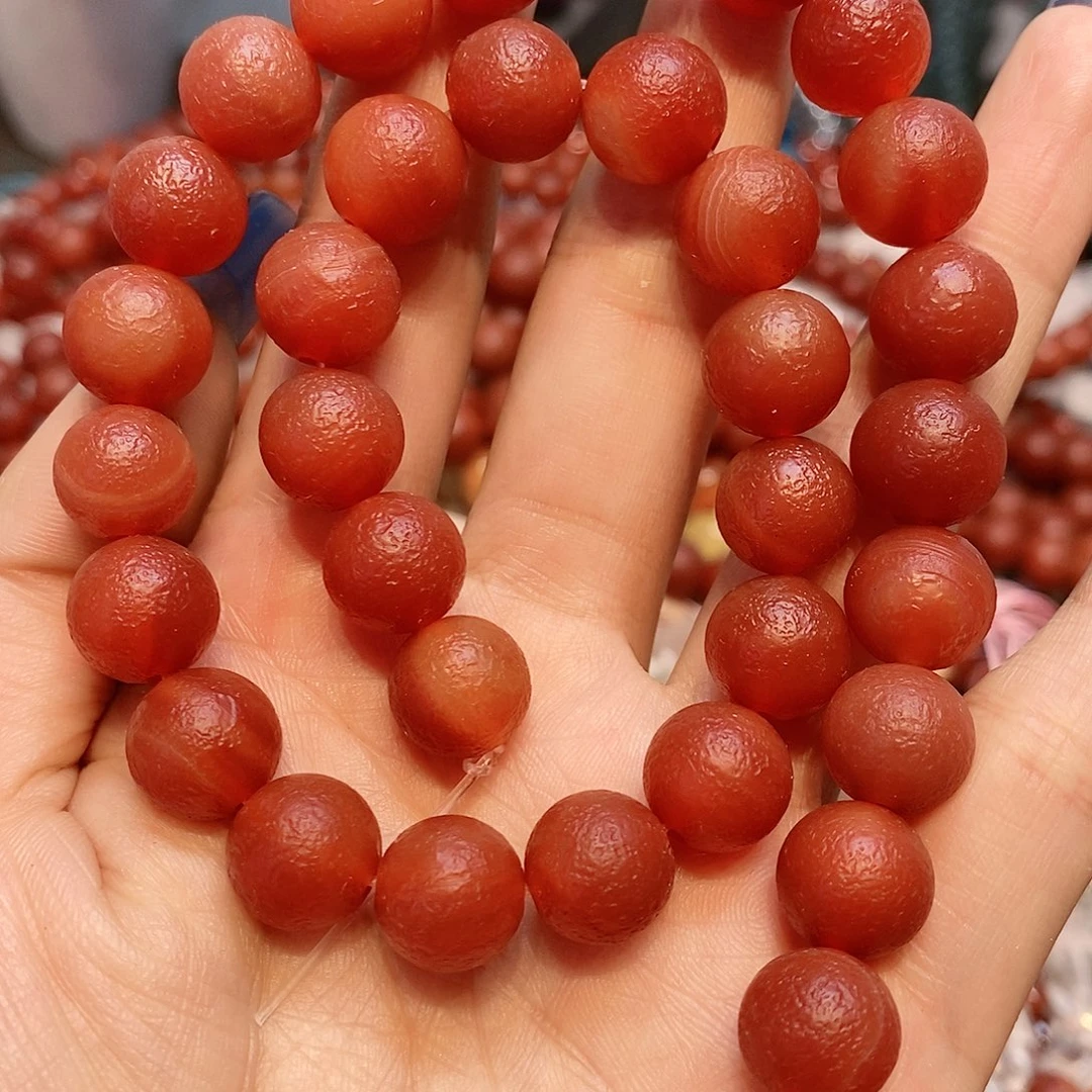 玛瑙/玉髓散珠天然橘皮玛瑙12mm一条