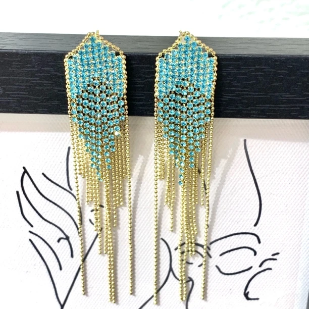 钛钢耳饰 钛钢耳饰 LARVINA蓝色法式流苏耳环