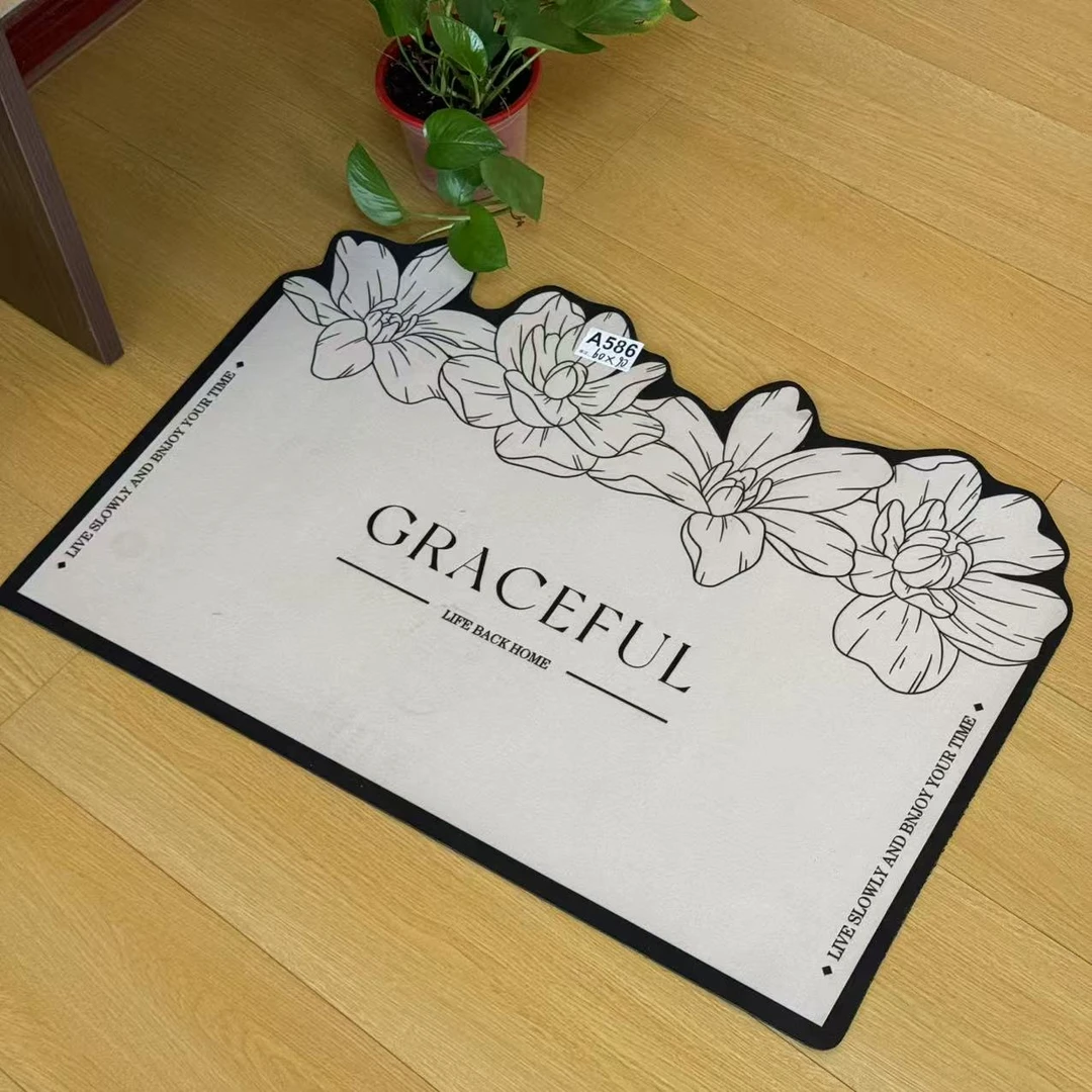 A586线条花朵地垫60*90