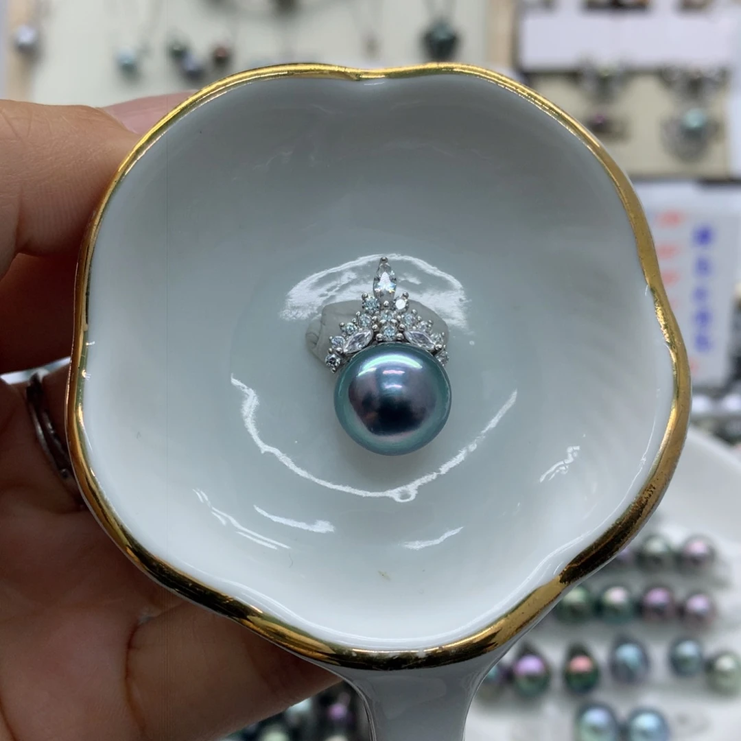 海水珍珠裸珠蓝色炫彩大溪地12mm