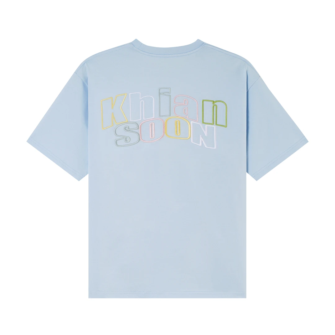 Khian Soon国潮美式刺绣logo短袖纯棉T恤男女情侣夏季宽松打底衫