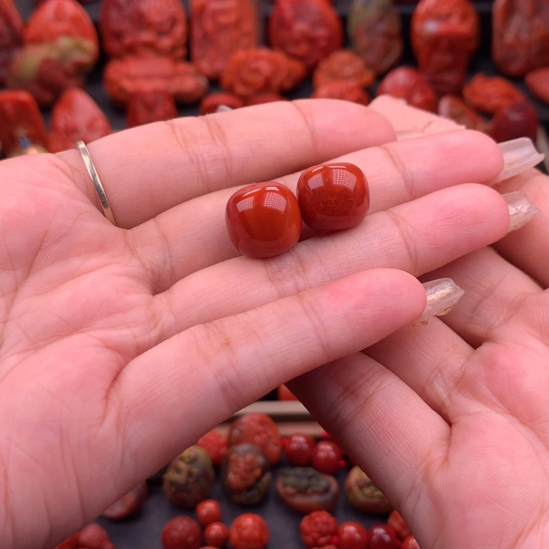 南红玛瑙南红川料老型对珠13.3mm未镶嵌