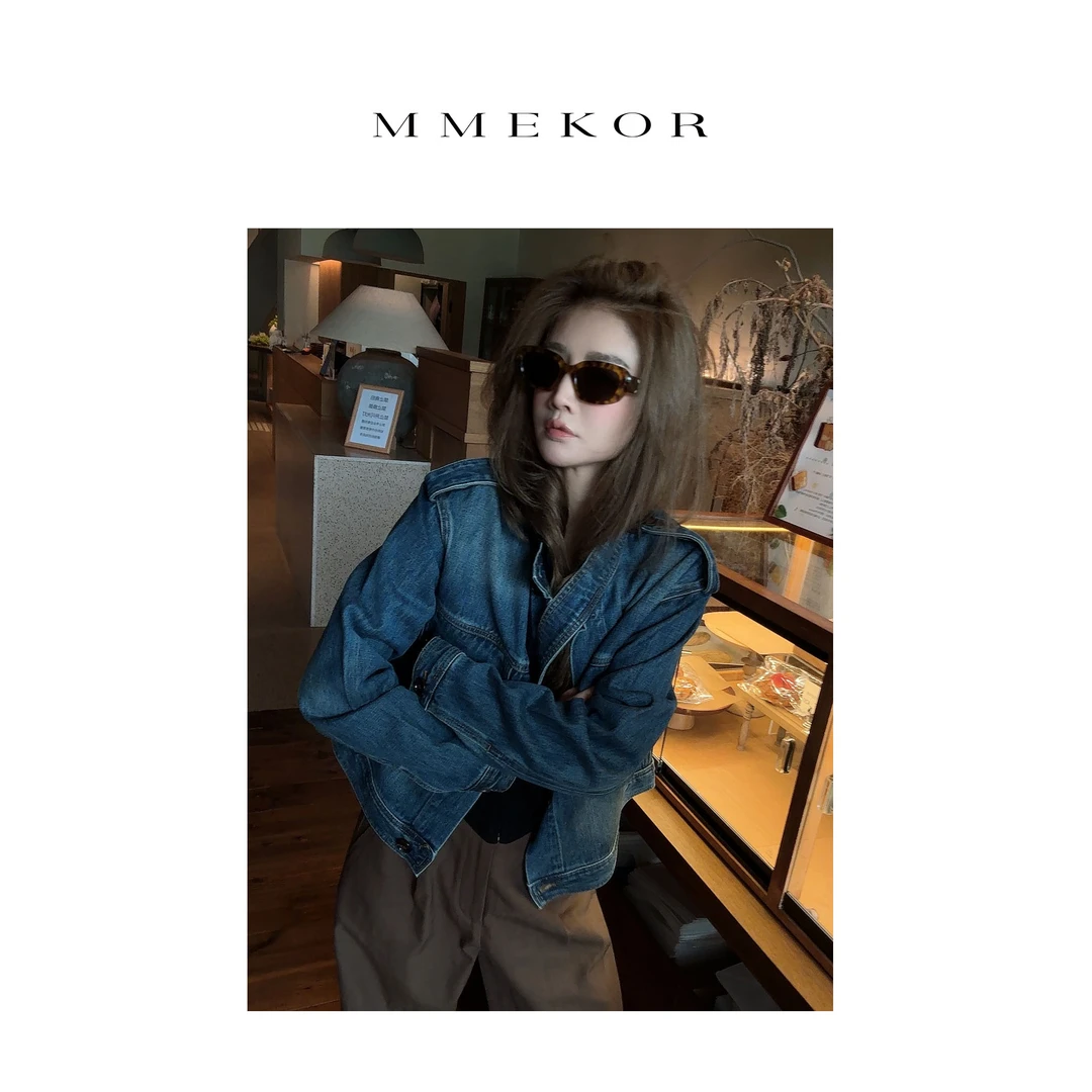 MMEKOR“英式老钱”外套 2025新款秋款普赛克丹宁潮流上衣 30005