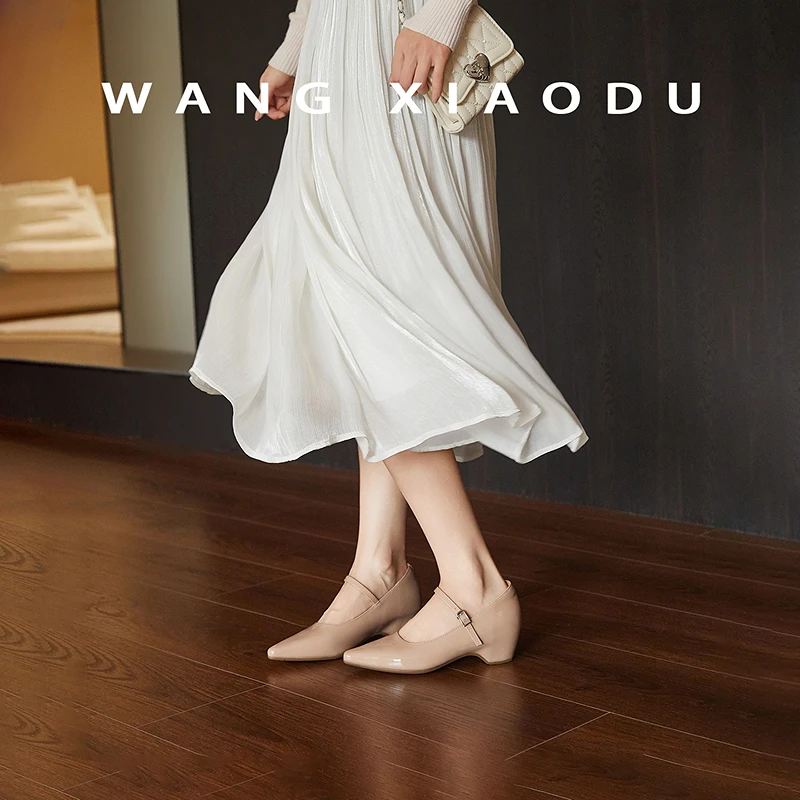 【王小毒】优雅定格●5cm内增高单鞋女小方头复古镜面玛丽珍鞋