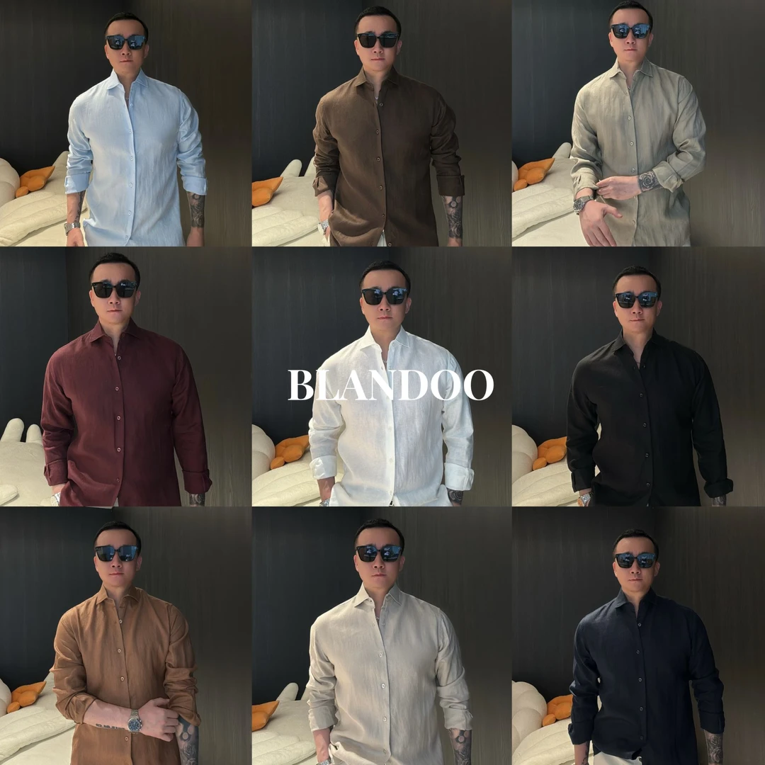 BLANDOO “亚麻温莎领”  杰*家新款高级感简约衬衫8BD205