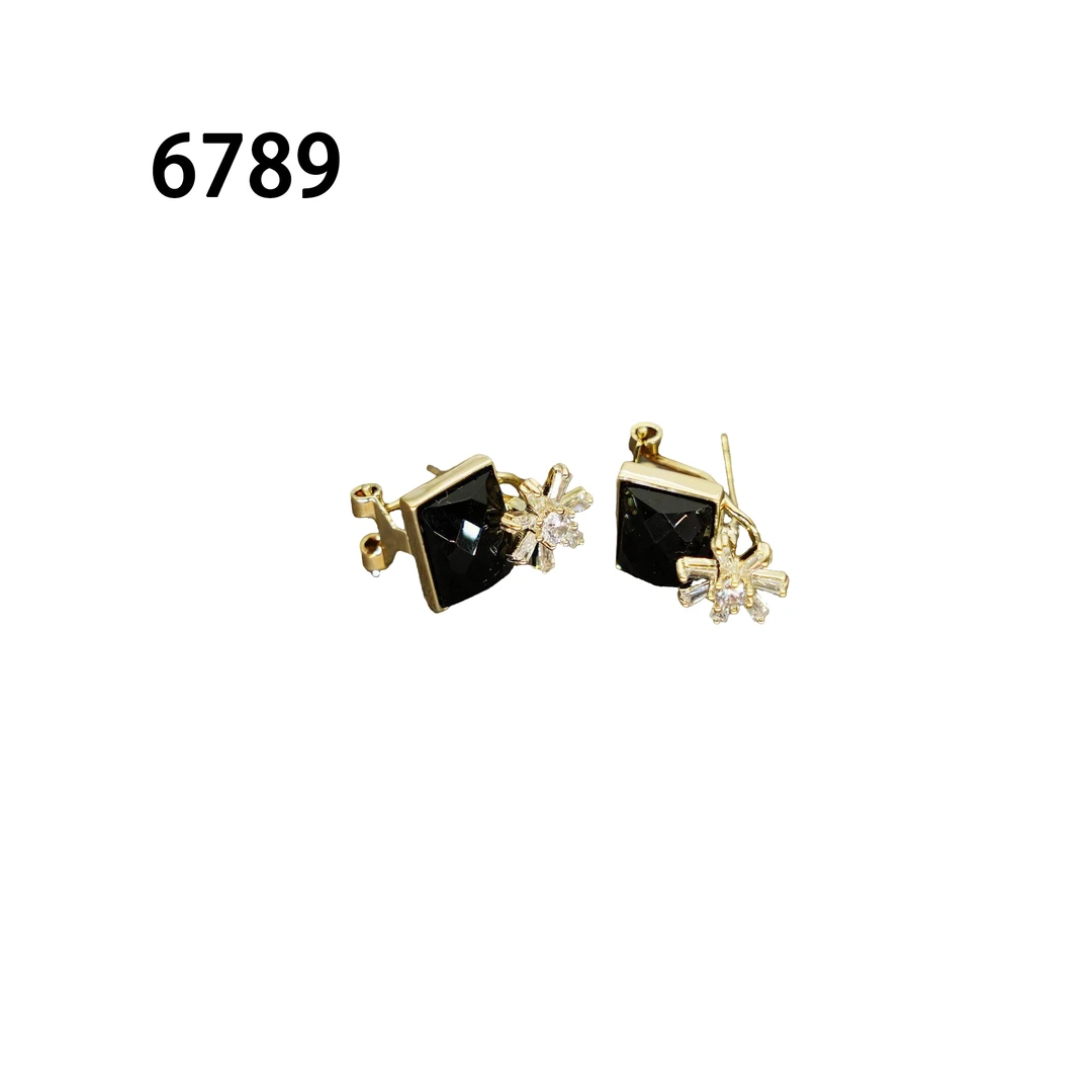 铜合金耳饰 简约镶嵌个性气质耳环小众设计高级感耳饰～6789