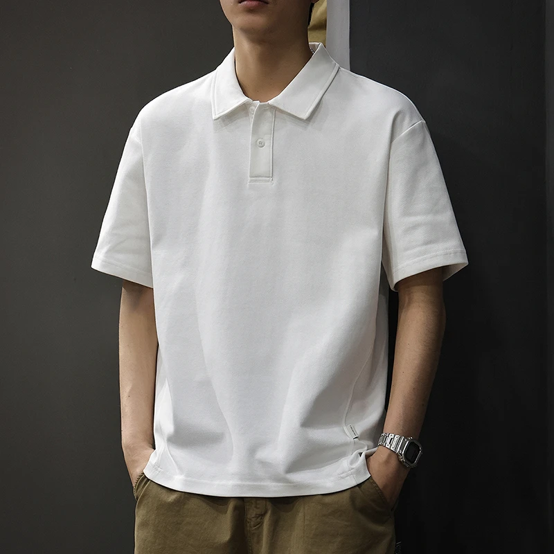美式潮牌短袖polo衫男2025宽松大码简约保罗衫夏季翻领休闲T恤潮